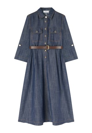 Motivi, VESTITO CHEMISIER MIDI CON CINTURA - Spijkerjurk - blu