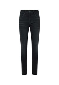 Juodi liesi džinsai, pagaminti iš smooth tekstūros džinsinio audinio. Turi aukštą liemenį, penkias kišenes ir užsegimą mygtuku bei užtrauktuku.