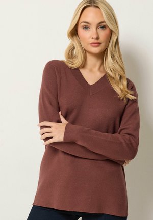 M&Co, WOMEN'S V-NECK JUMPERS - Jersey de punto - brown