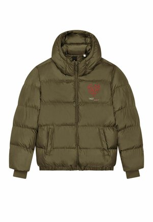 SWEETHEART EMBROIDERY UNISEX PUFFER - Veste d'hiver - khaki