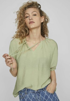 VILA TIE NECK - Blúzka - swamp