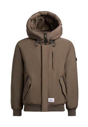 Rjava kapuca s kapuco in zadrgo spredaj, dvema stranskima žepoma z zadrgo in žepom na prsih. Rebrišani manšeti in spodnji rob, z oznako logotipa.