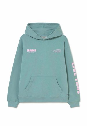 Brownie, SUDADERA OVERSIZED LAVADA Y PARCHE - Hoodie - verde agua