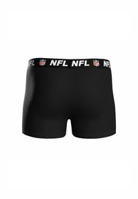 Bóxer negro con el logo de la NFL y texto repetido en la cintura, mostrado desde la parte posterior sobre un fondo blanco.