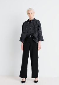 ONLY ONLGRACE 3/4 RHINESTONE - Button-down blouse - washed black