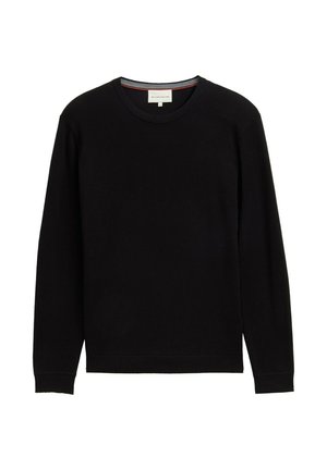 Schwarzer Langarm-Pullover mit rundem Ausschnitt, Rippstrickabschlüssen und Saum, gekennzeichnet von Tom Tailor, Größe L.