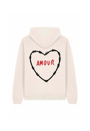 AMOURBROD BACK PRINT UNISEX HEAVYWEIGHT - Sweat à capuche - off white
