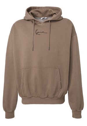 Karl Kani SMALL SIGNATURE DESTROYED HOODIE - Mikina s kapucí - dark taupe