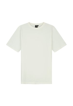 Weißes T-Shirt mit kurzen Ärmeln und Rundhalsausschnitt, aus weichem Baumwollmaterial, mit regulärer Passform und minimalistischem Design. Keine Muster oder Akzente.