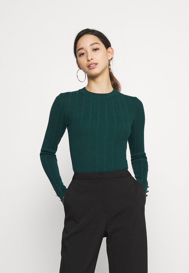 BUTTON CUFF CREW NECK BODY - Pullover - forest green