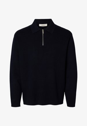 Selected, SLHTELLER FN RELAXED HALF ZIP POLO NOOS - Langærmet T-shirt - sky captain