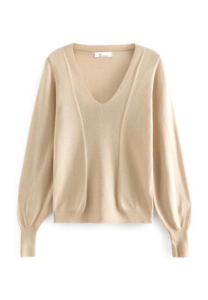 Next PREMIUM DEEP V-NECK - Strickpullover - champagne gold