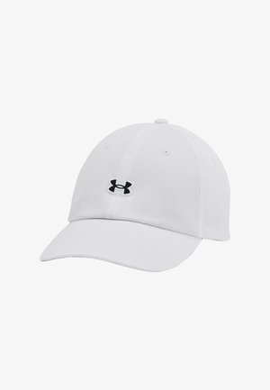 Baltas audinio kepuraitė su išlenktu kraštu ir šešių dalių dizainu. Priekyje juodas Under Armour logotipas, su oro pralaidumo skylutėmis.