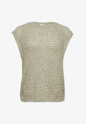 Gebreide trui in lichtbeige, met een textuurpatroon, wijde mouwen en een ronde hals. Zachte, ademende stof met een losse pasvorm.