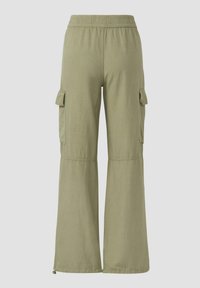 Helle grüne weite Cargo-Hosen mit elastischem Bund, zwei seitlichen Cargo-Taschen und einer lässigen, atmungsaktiven Stoffbeschaffenheit.