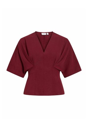VILA, Short Sleeved VIRELLA V-neck - Blúz - port royale