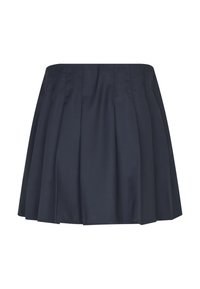 Námornícka plisovaná sukňa s priliehavým pásom, vyrobená z hladkého materiálu. Má rovnomerne rozmiestnené plisovanie a klasický A-strih.