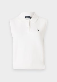 COTTON CROPPED SLEEVELESS POLO JUMPER - Stickad tröja - white
