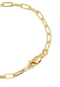 Goldfarbene Kettenarmband mit elongateden Gliedern, strukturierter Oberfläche und einem Karabinerhaken mit einer geprägten '925'-Markierung für Authentizität.