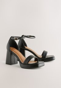 REGULAR FIT - FOREVER COMFORT SQUARE TOE PLATFORM FLARE HEELS - Augstpapēžu sandales - black