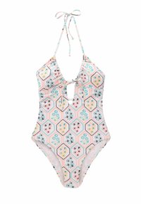Next HALTERNECK TUMMY CONTROL - REGULAR FIT - Baddräkt - ecru pink floral tile