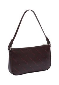 Ciemnobrązowa torba na ramię z regulowanym paskiem, zamknięciem na zamek błyskawiczny oraz wytłoczonym wzorem tekstu "Liebeskind Berlin".