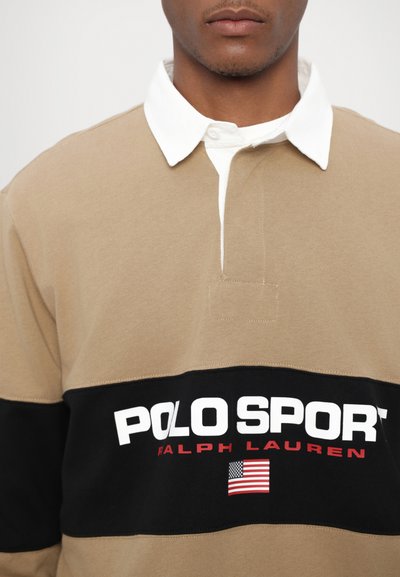 Polo Ralph Lauren LONG SLEEVE RUGBY UNISEX - Polo krekls - desert khaki/black