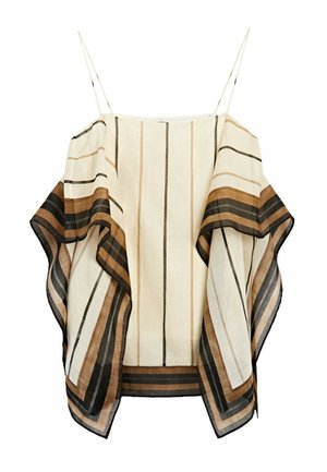 Massimo Dutti, FLOWING STRIPED STRAPPY TOP - Top - beige