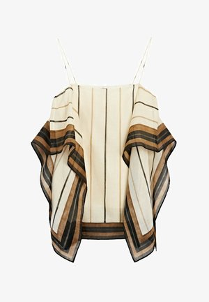 Massimo Dutti, FLOWING STRIPED STRAPPY TOP, beżowy