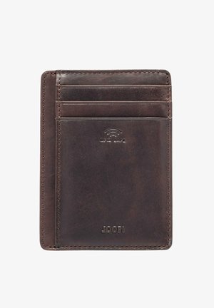 Dunkelbraune Leder-RFID-sichere Kartenetui mit mehreren Kartenfächern und eingeprägtem Markennamen "JOOP!" vorne.