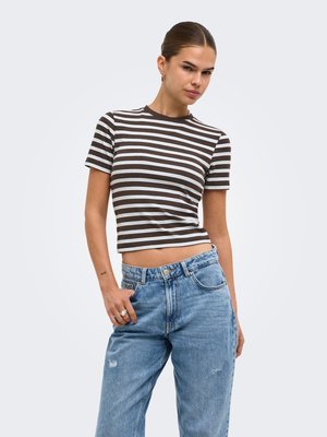 ONLY, ONLLUPE S/S STRIPE TEE JRS - Print T-shirt - seal brown