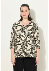 Ulla Popken LEAF 3/4 V-NECK - Top s dlouhým rukávem - light champagne