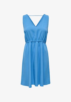 Sinine läiketa dikli vähenenud varrukatega, kergest materjalist, V-kaelusega, elastse vöökoha ja voolava seelikuga. Lihtne ja minimalistlik disain.