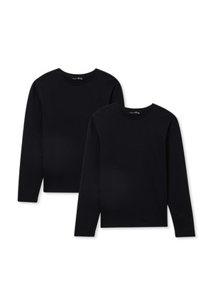 Magliette a maniche lunghe nere realizzate in un morbido misto cotone. Presentano un colletto rotondo e un design aderente. Sono incluse due magliette identiche.