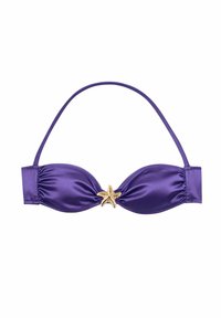 Lila bikiniöverdel i slät tyg, med en sjöstjärna som dekoration i mitten och justerbara axelband för bra passform.