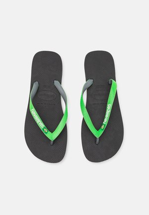 BRASIL MIX UNISEX - Sandále T-bar - black/lime green