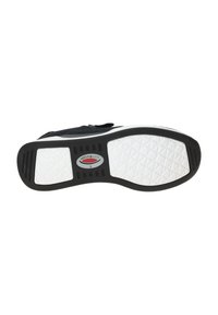 Semelle de sneaker noire avec une section en caoutchouc blanche. Présente un motif texturé en losanges, un logo central rouge avec "rollingsoft" et la désignation numérique 5.