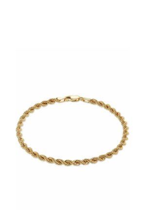 Goldfarbener Armband mit einem verdrehten Seildesign, ausgestattet mit einem sicheren Verschluss und einer glatten, glänzenden Oberfläche.