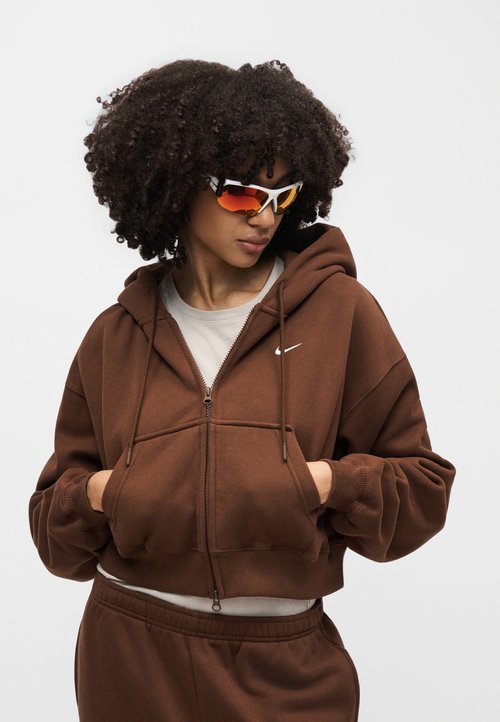 Nike STUDIO FLEECE MEDIUM WEIGHT OVERSIZED FULL-ZIP CROPPED HOODIE - Zip-up sweatshirt - cacao wow/sail — photo 4