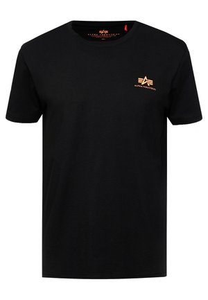 Alpha Industries SMALL LOGO - T-Shirt basic - black / neon orange