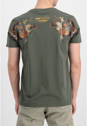 DRAGON EMB  - Print T-shirt - dark olive