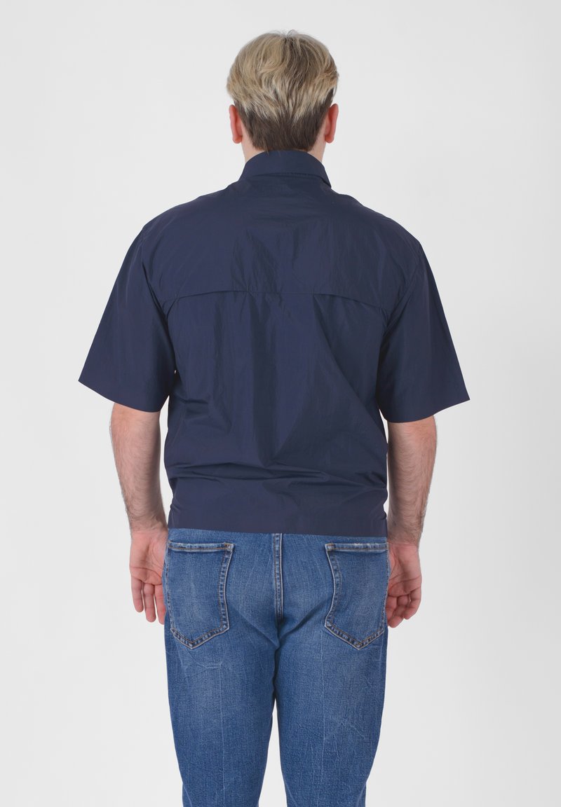KY's Camicia Hawaiiana Uomo Originale: Cotone 100%, Collo A V, Maniche 3/4 E Bottoni In Noce Di Cocco (Blu, XX-Large)