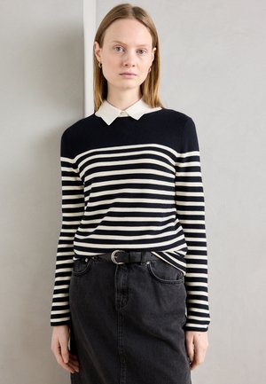 LONGSLEEVE BOAT NECK STRIPED - Strikkegenser - deep night blue