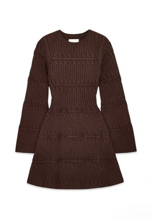 CABLE KNITTED FLARE MINI - Abito in maglia - dark brown