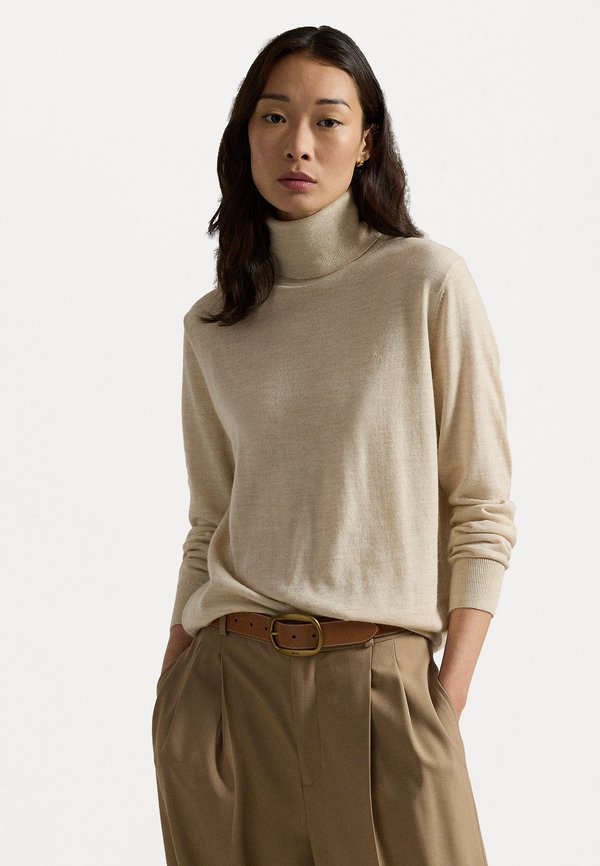 WOOL TURTLENECK SWEATER - Jumper - almond heather