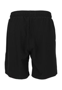 Svarta shorts med elastisk midja, en mjuk textur och en enkel, odekorerad design med avslappnad passform.