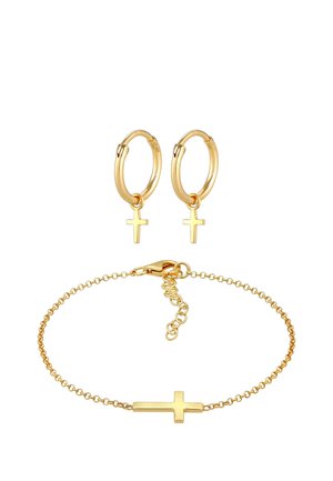 JEWELRY SET CROSS - Korvakorut - gold-coloured