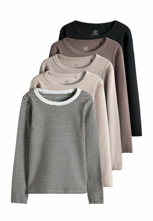 THE SET, 5 PACK RIB JERSEY T-SHIRTS - Long sleeved top - cream light brown brown grey black