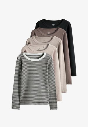 THE SET, 5 PACK RIB JERSEY T-SHIRTS - Langærmet T-shirt - cream light brown brown grey black