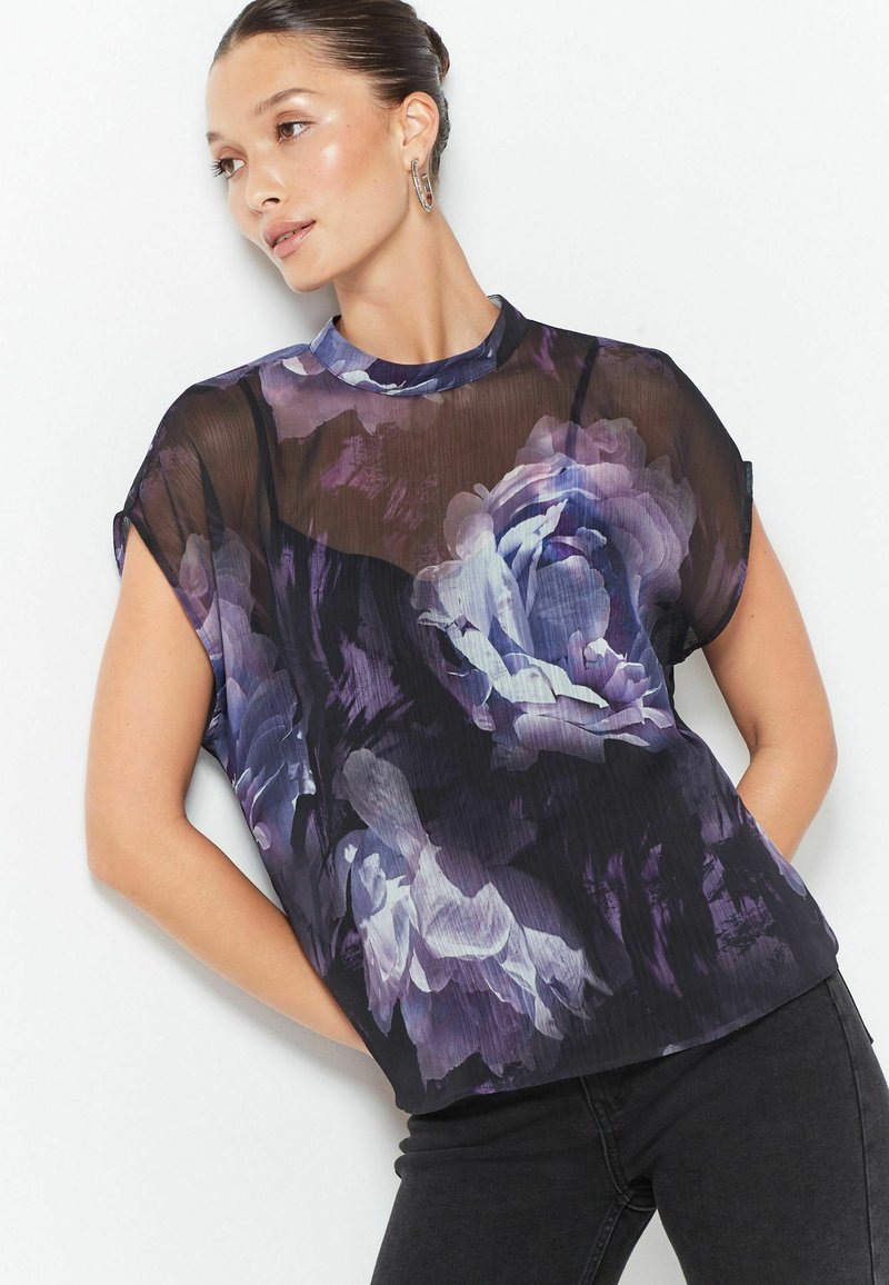 Next TWIST FRONT SHORT SLEEVE - Blúz - purple floral